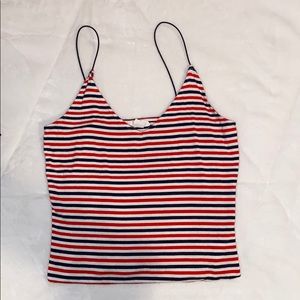 Garage red white and blue cropped tank top.